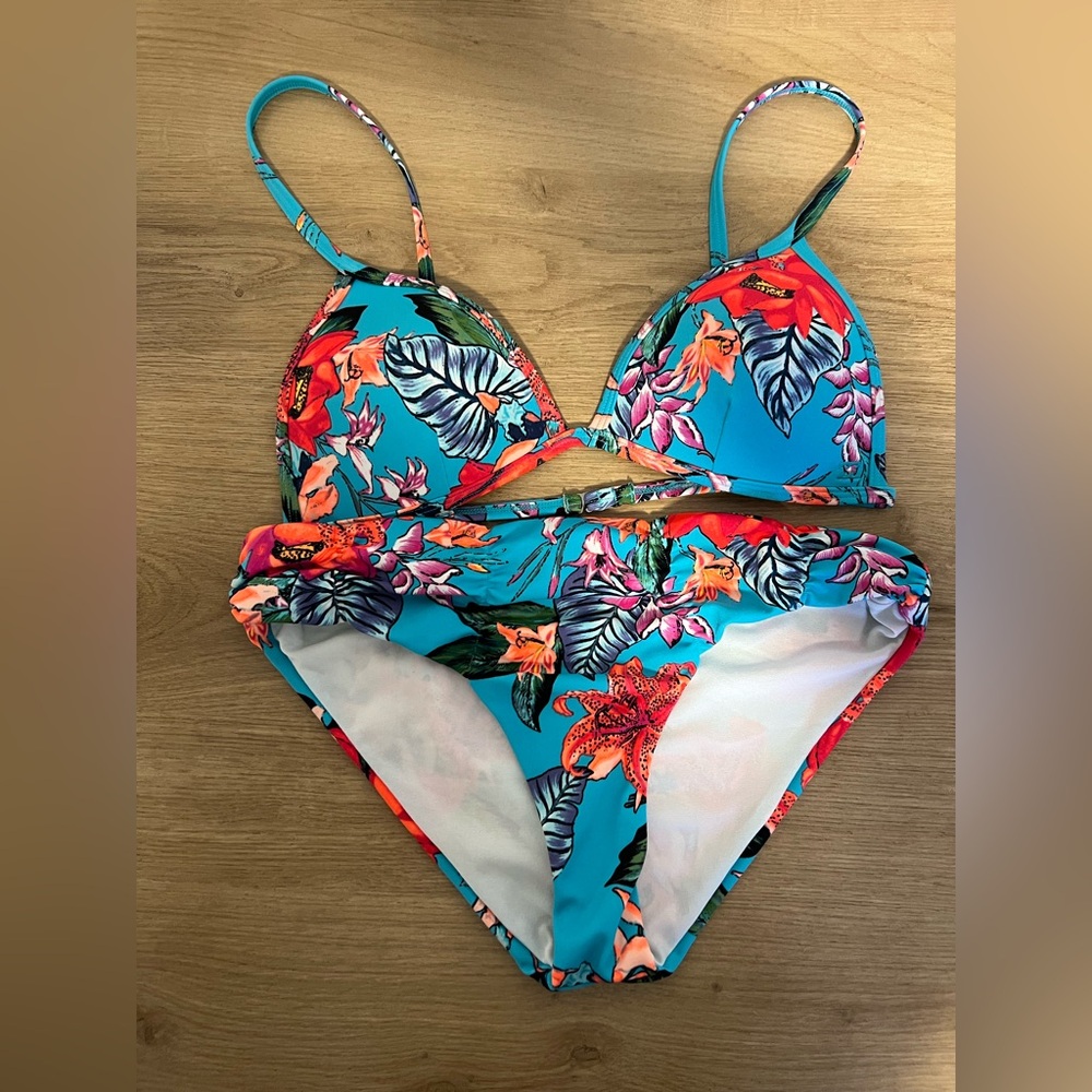 Billabong Tropical Floral Bikini - Blue and Orange